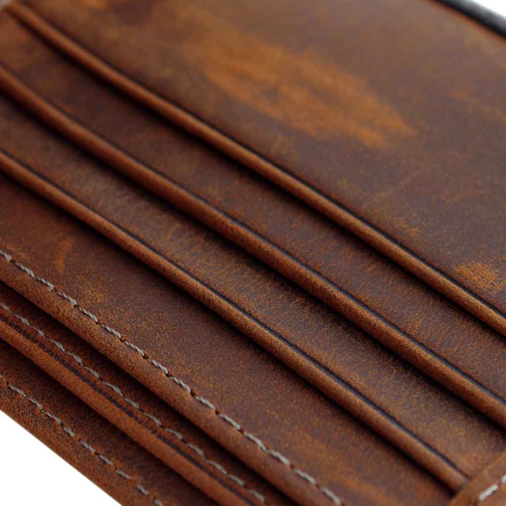 Billetera Monedero Cuero Natural Hombre Café y Negro