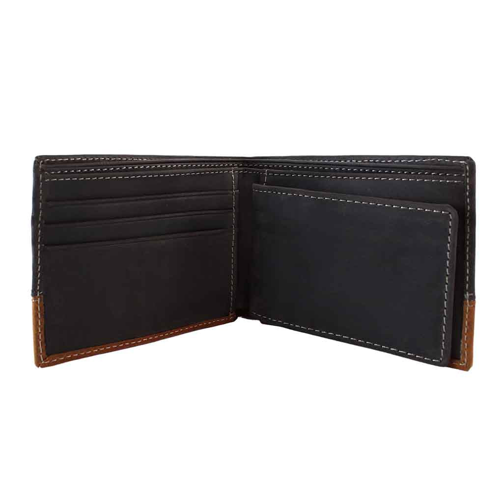 Billetera Monedero Cuero Natural Hombre Negro y Café