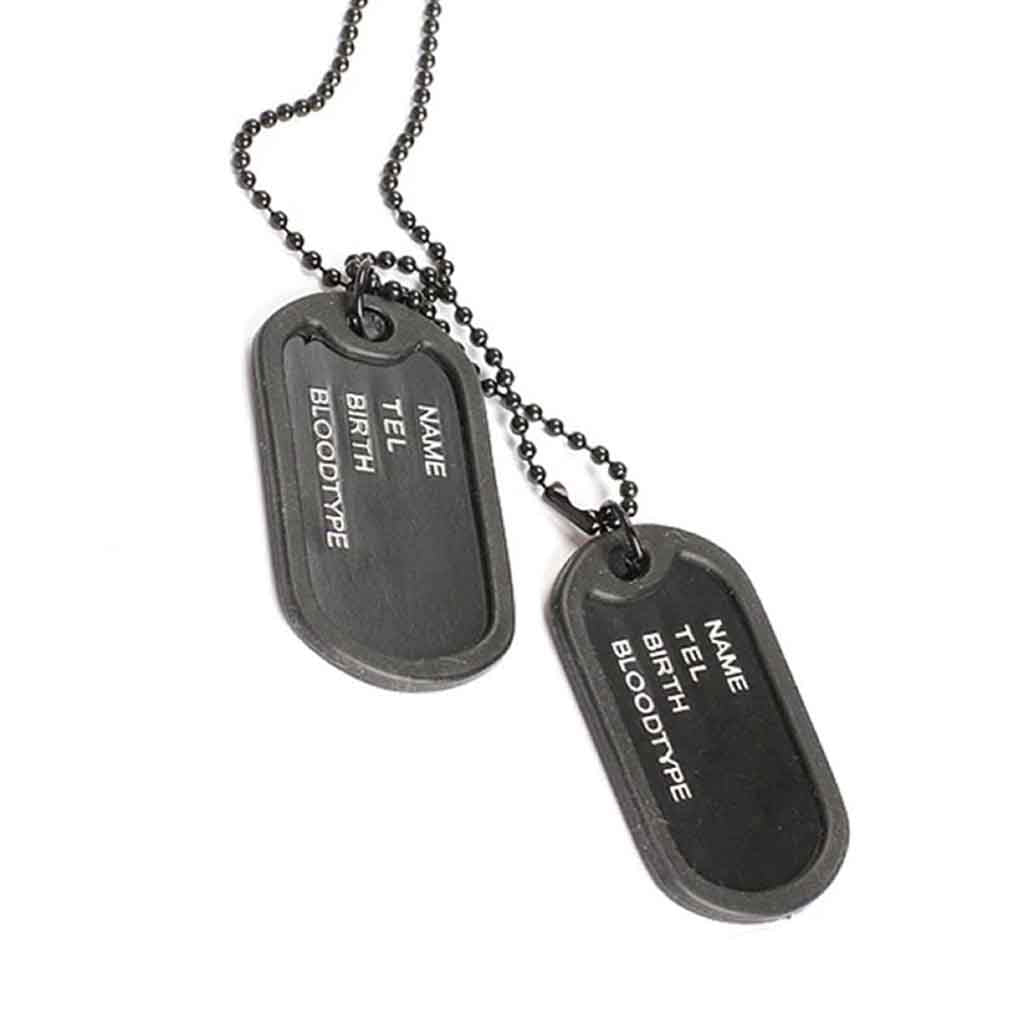 Collar con Placas de Identificación Acero Negro