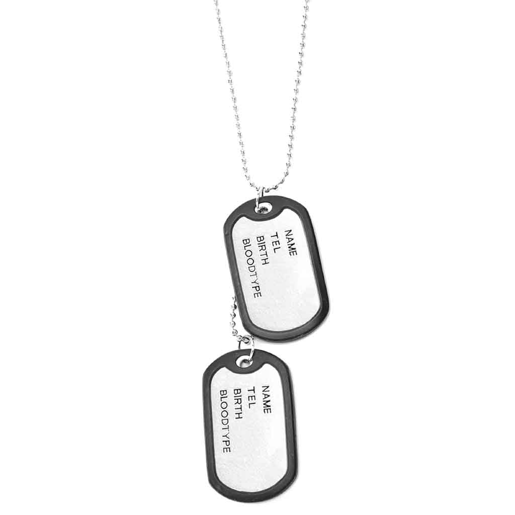 Collar con Placas de Identificación Acero Plateado