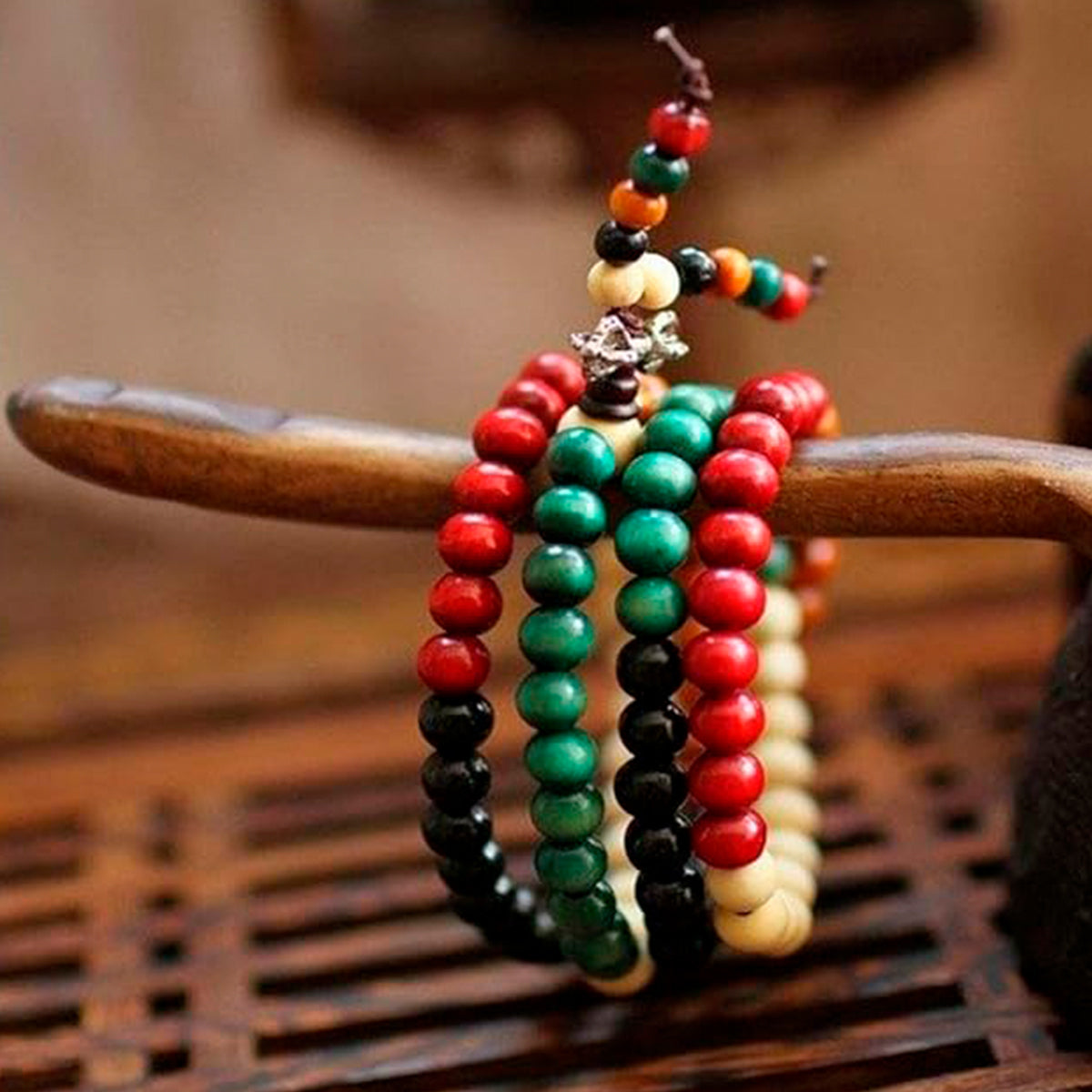 Collar Budista Japa Mala Esferas Madera para Oración y Meditación