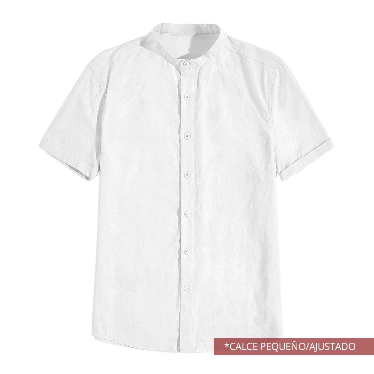 Camisa Blanca Hombre Lino Manga Corta Mao
