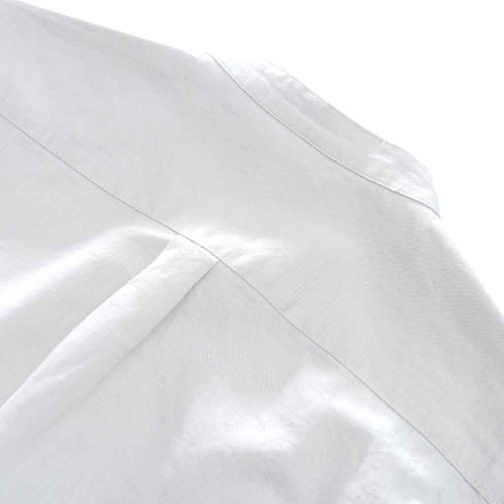 Camisa Blanca Hombre Lino Manga Corta Mao