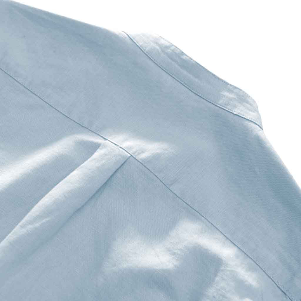 Camisa de Hombre en Lino Manga Corta Mao Celeste