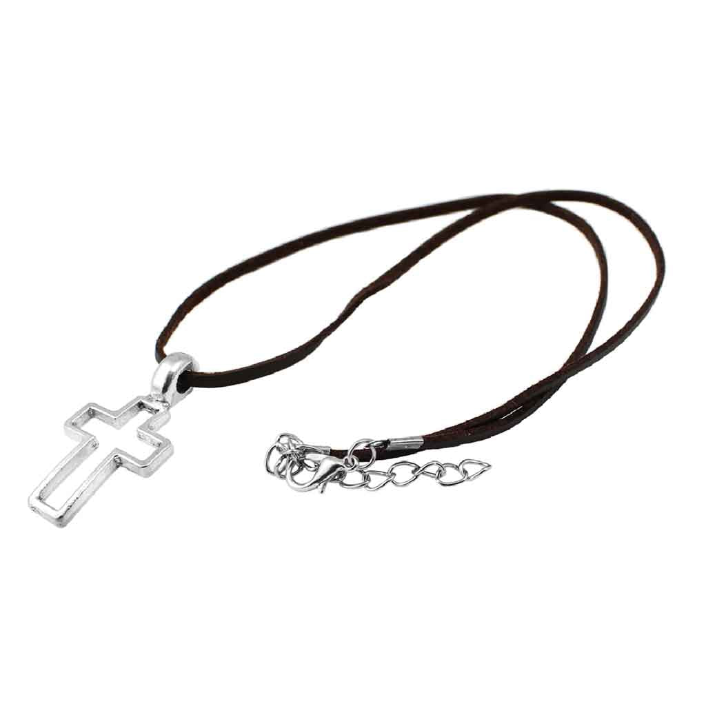 Collar con Silueta de Cruz en Acero Color Plata