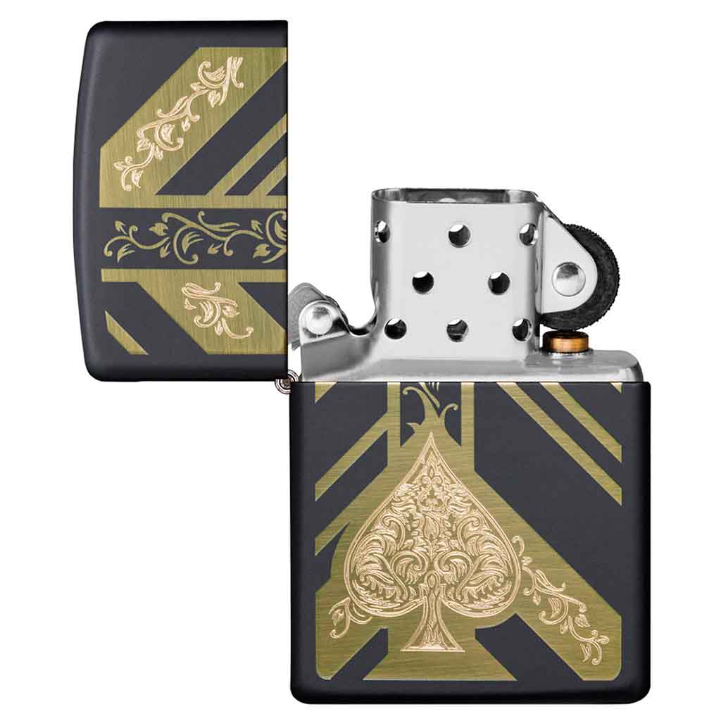 Encendedor Zippo Lighter Ace of Spades Dorado