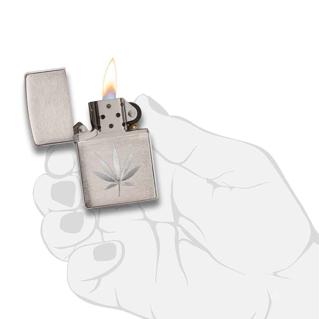 Encendedor Zippo Lighter Chrome Leaf Design Engraved
