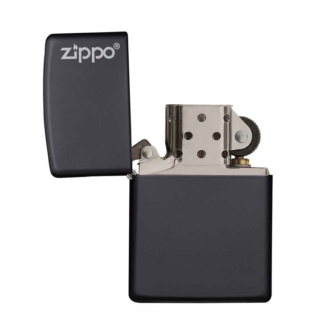 Encendedor Zippo Lighter Classic Black Matte Logo Negro