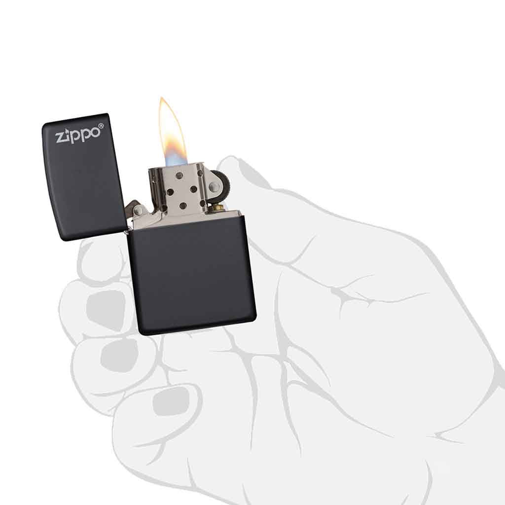 Encendedor Zippo Lighter Classic Black Matte Logo Negro