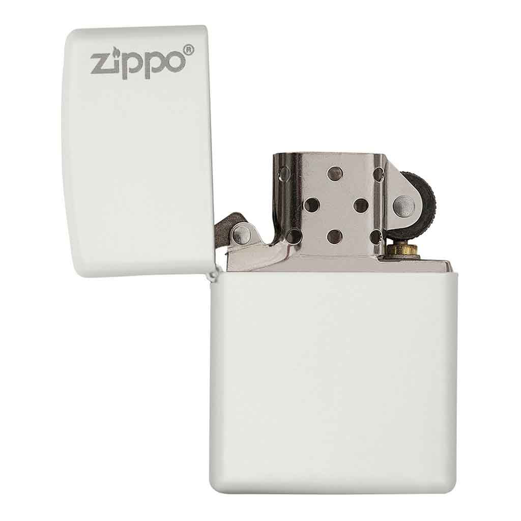 Encendedor Zippo Lighter Classic White Matte Logo Blanco