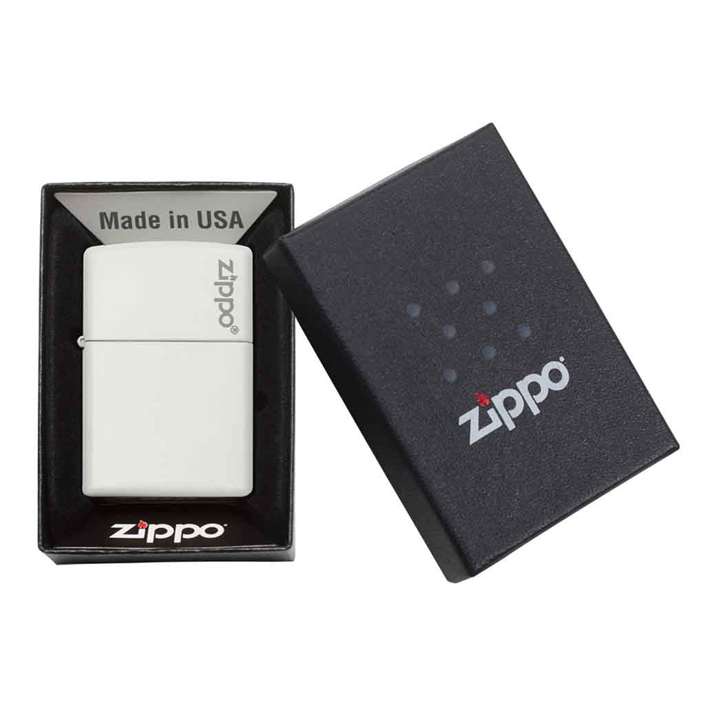 Encendedor Zippo Lighter Classic White Matte Logo Blanco