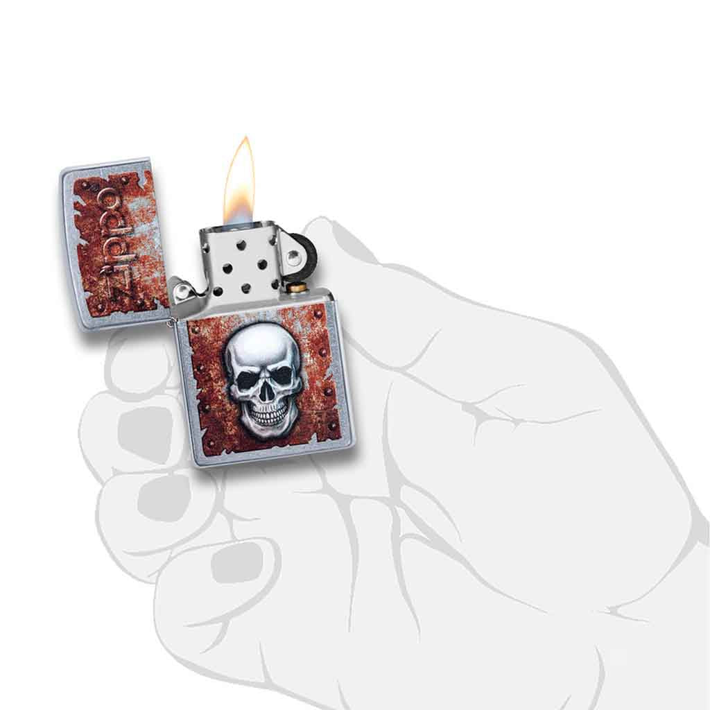 Encendedor Zippo Lighter Rusted Skull Design