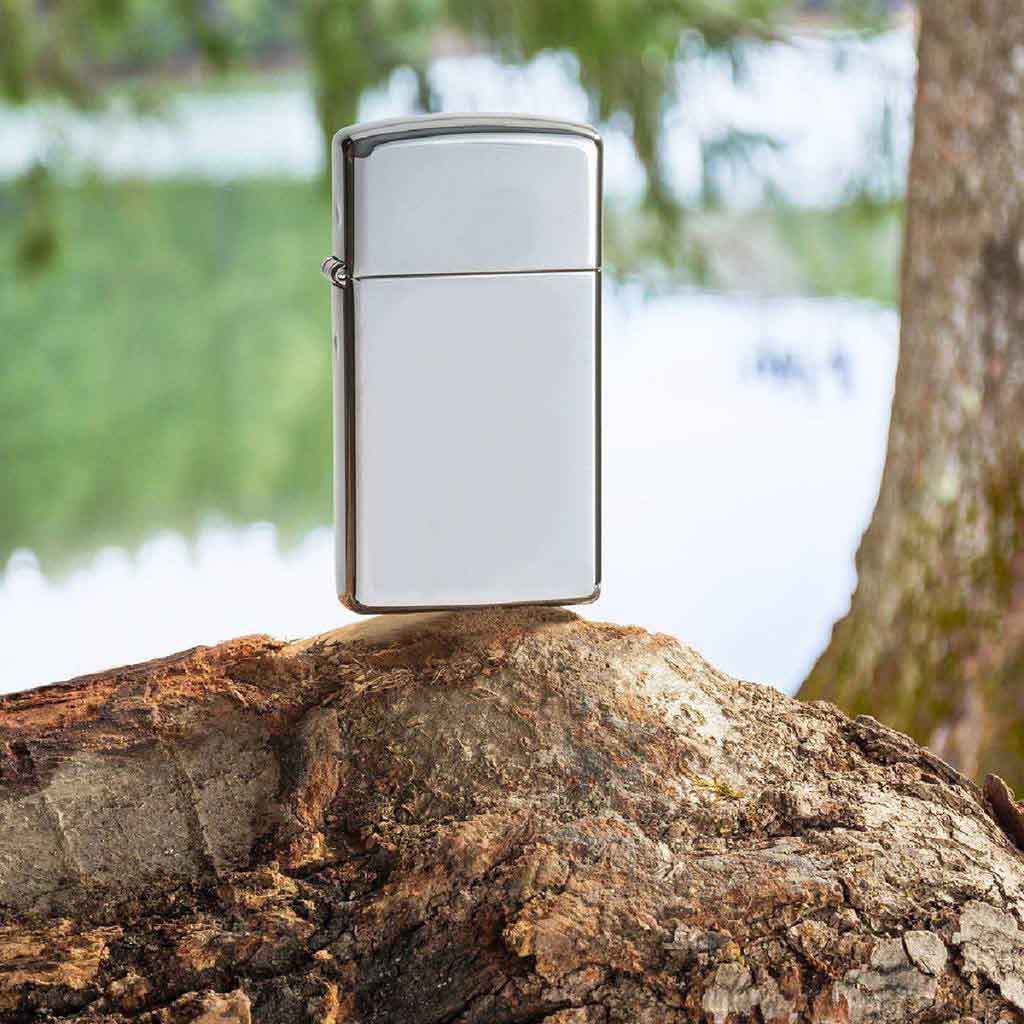 Encendedor Zippo Lighter Slim High Polish Chrome Plateado