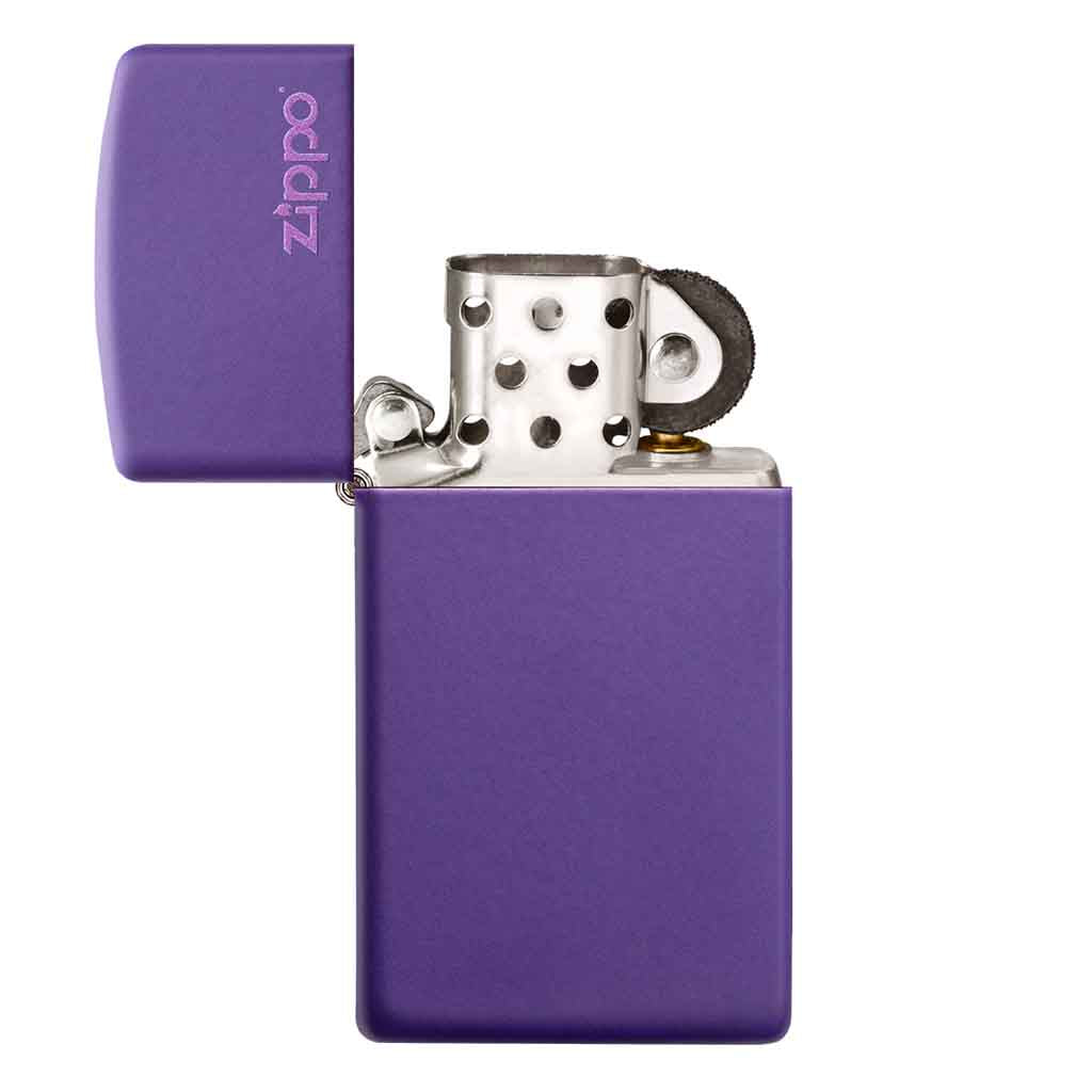 Encendedor Zippo Lighter Slim Purple Matte Logo Morado