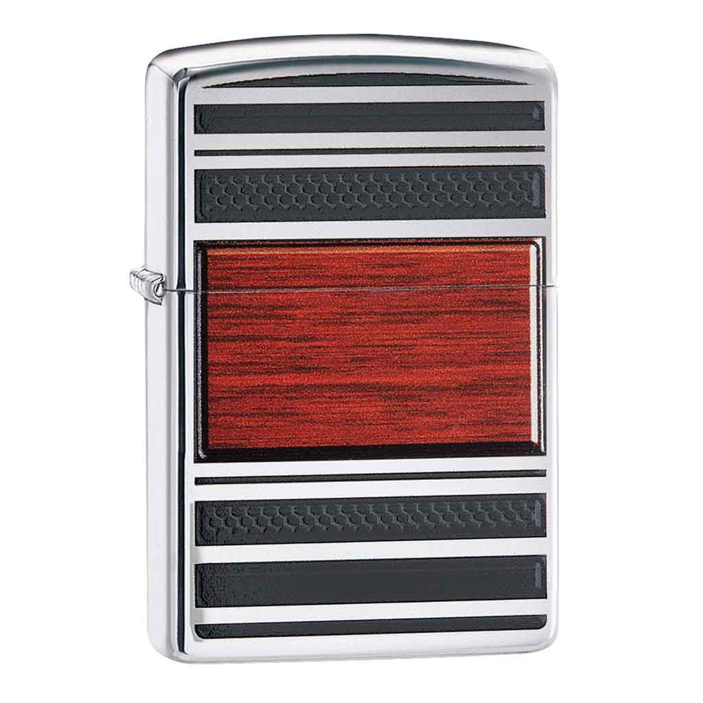 Encendedor Zippo Lighter Steel And Wood Plateado