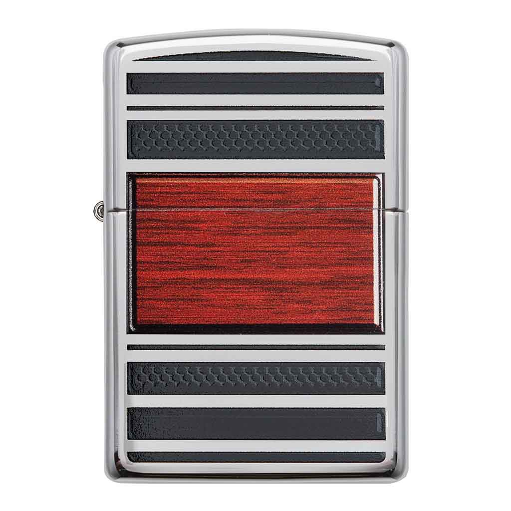 Encendedor Zippo Lighter Steel And Wood Plateado