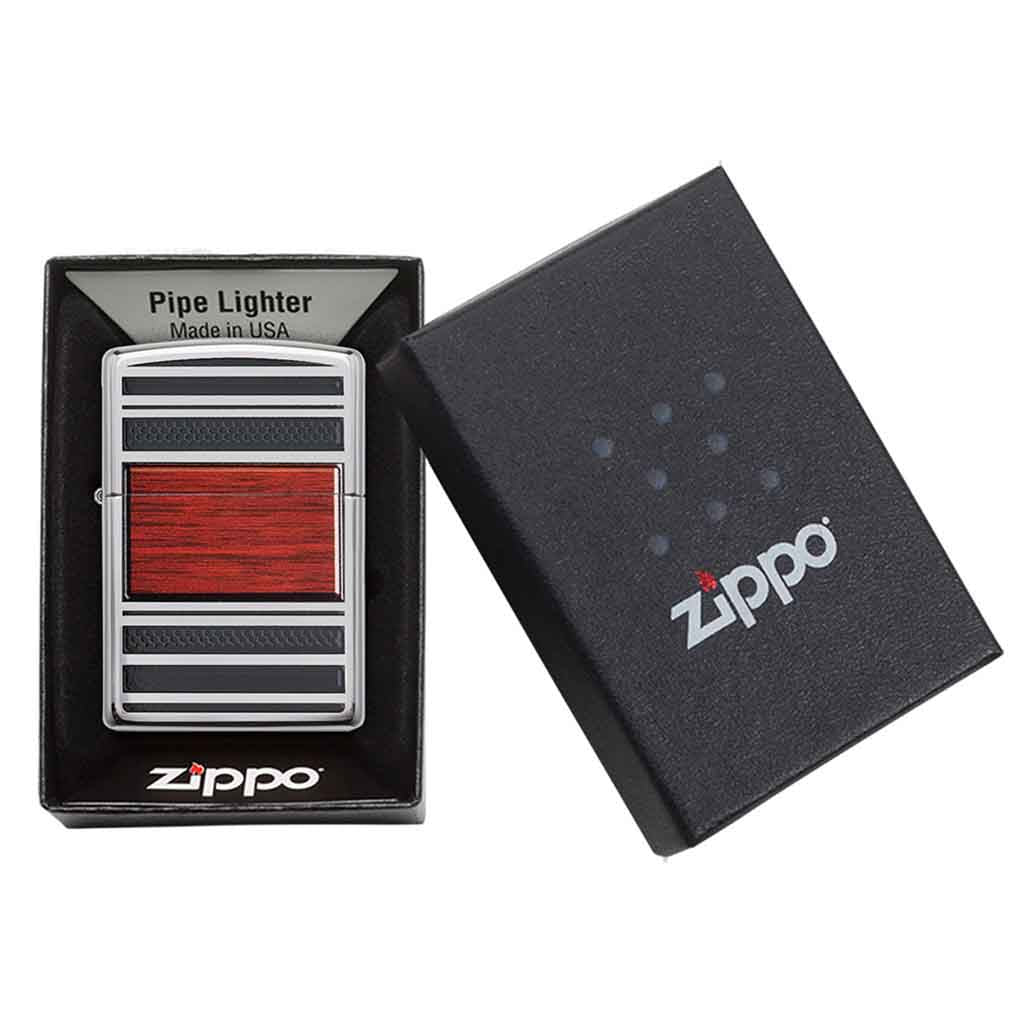 Encendedor Zippo Lighter Steel And Wood Plateado