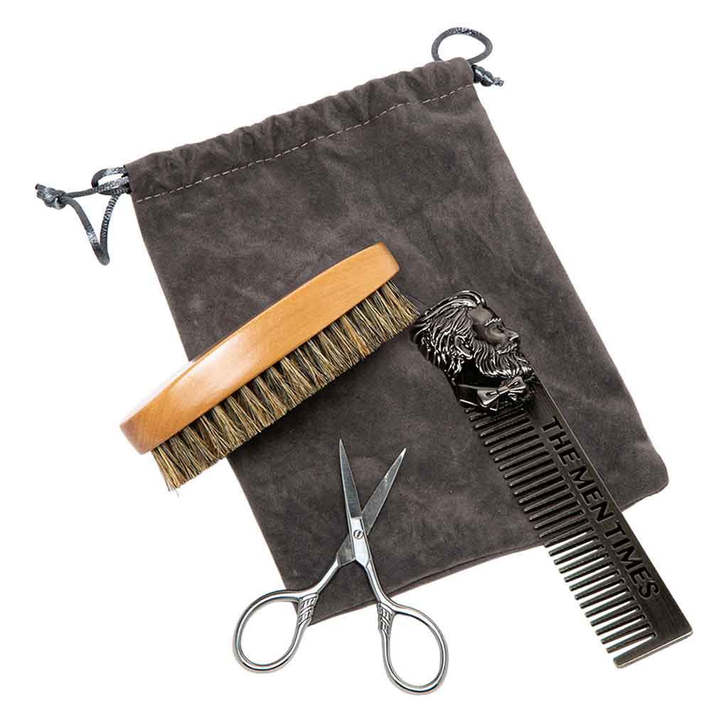 Estuche Barbería Kit Barba Cepillo Peine Tijera Peluqueria