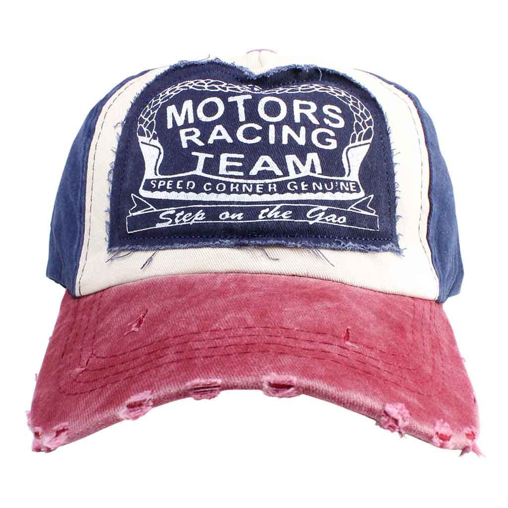Jockey Rojo Prelavado Gorros Hombre Mujer Azul Motors Racing