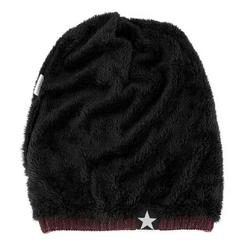 Gorro Tejido en Lana de Relieve con Forro de Polar Burdeo