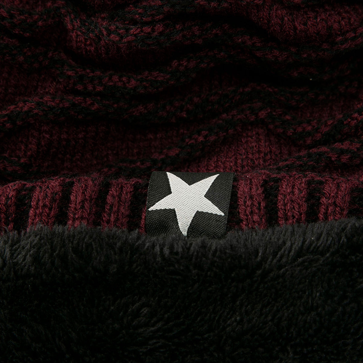 Pack x2 Gorros Tejido con Relieve y Forro Polar Burdeos y Gris