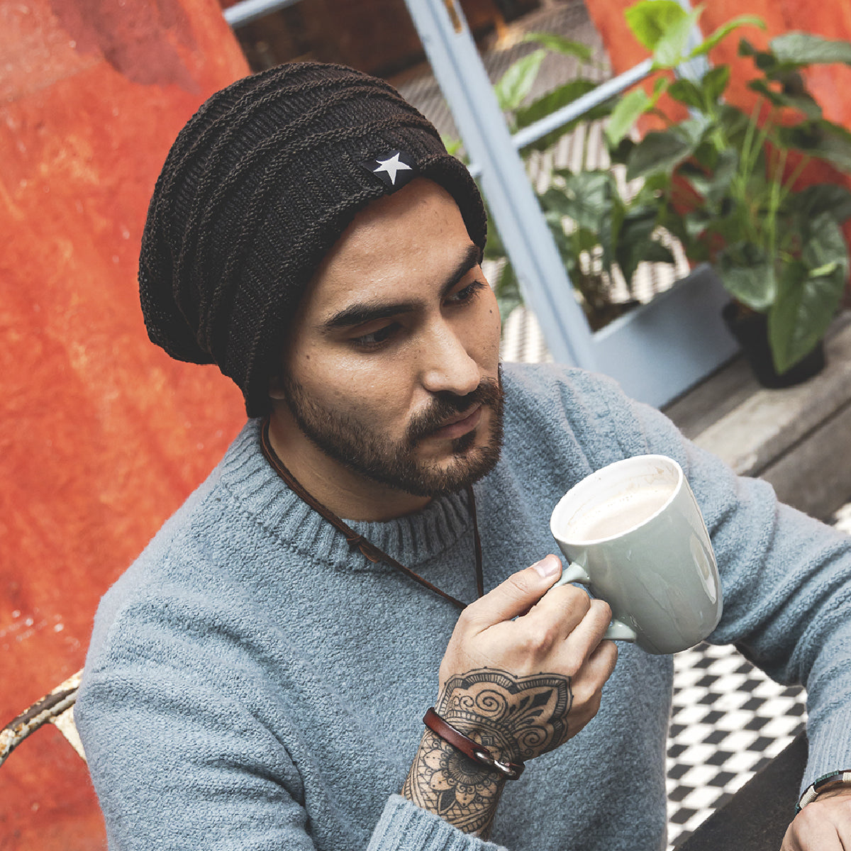 Pack x2 Gorros Beanie Gris Plomo y Gorro Tejido Negro con Polar