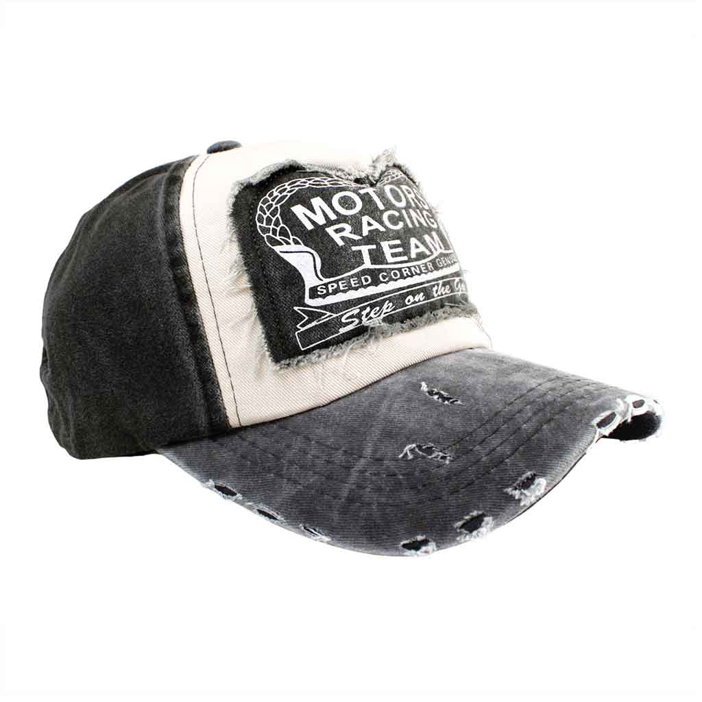 Jockey Hombre Negro Prelavado Gorros Mujer Motors Racing