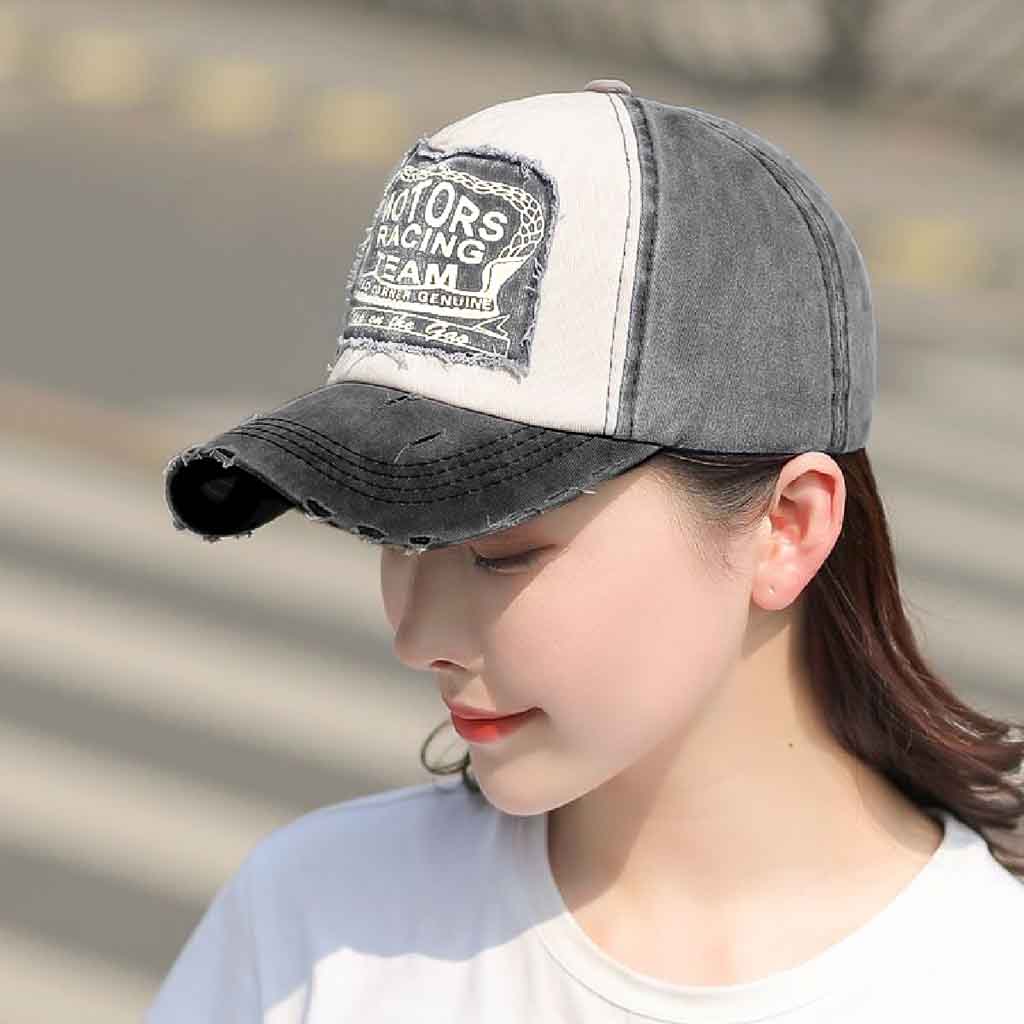 Jockey Hombre Negro Gris Prelavado Gorros Motors Racing