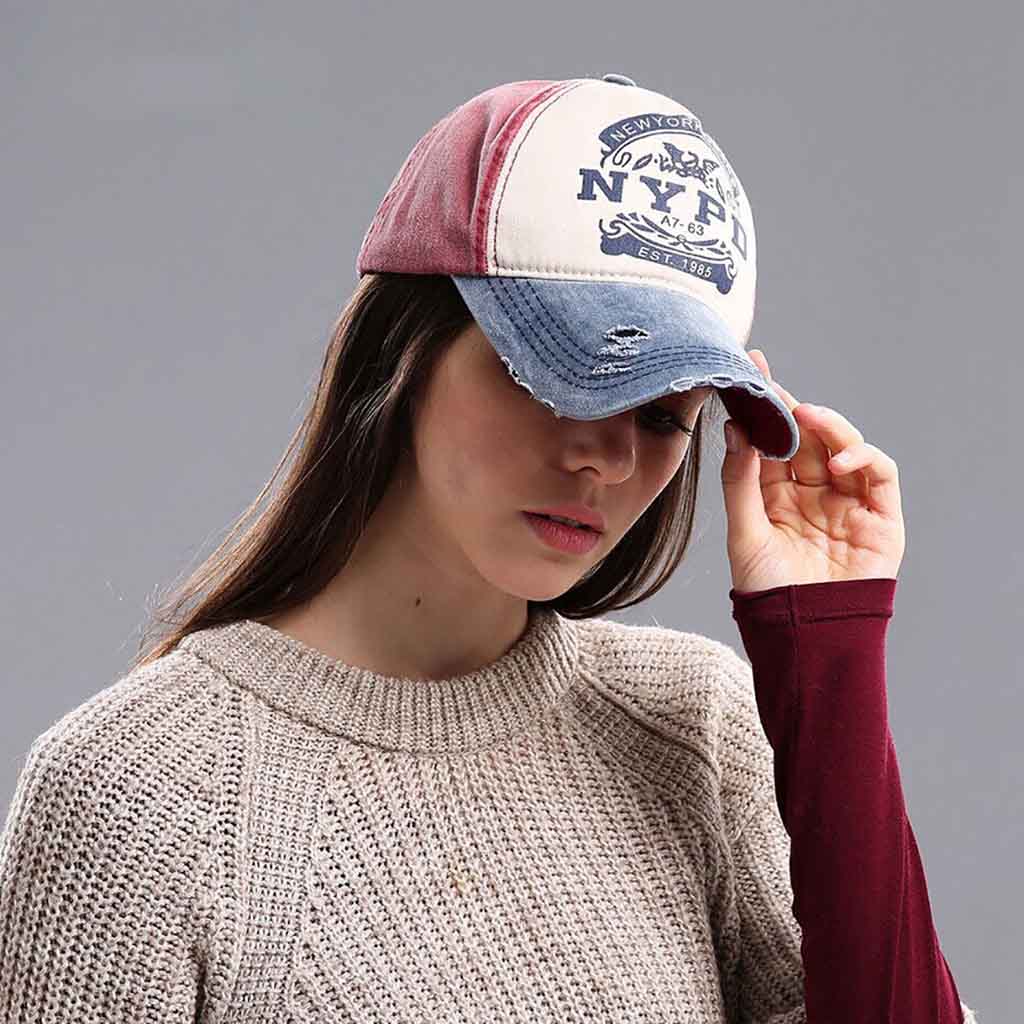 Jockey Rojo Azul Prelavado Gorros Hombre Mujer NYPD