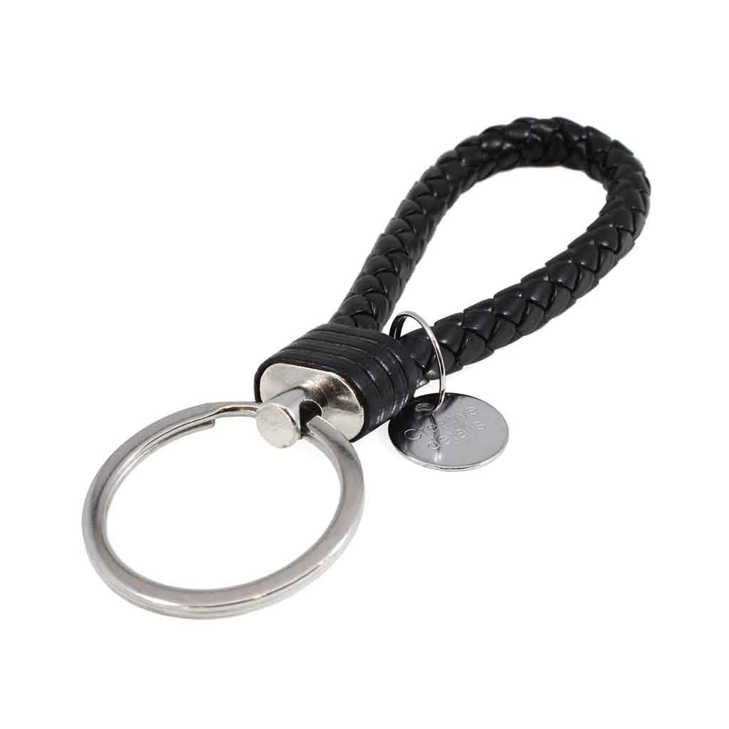 Llavero en Cuero Trenzado Color Negro