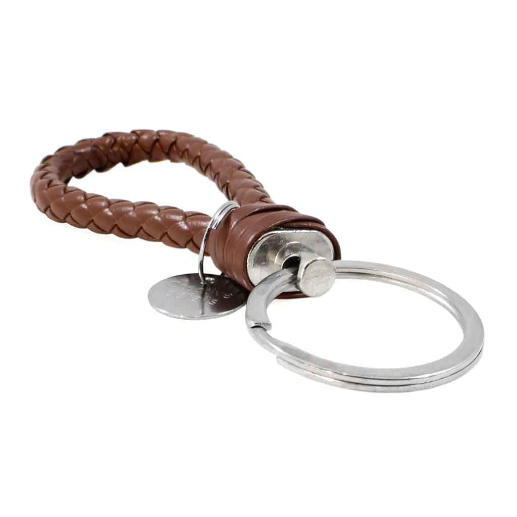 Llavero trenzado en Cuero Color Café