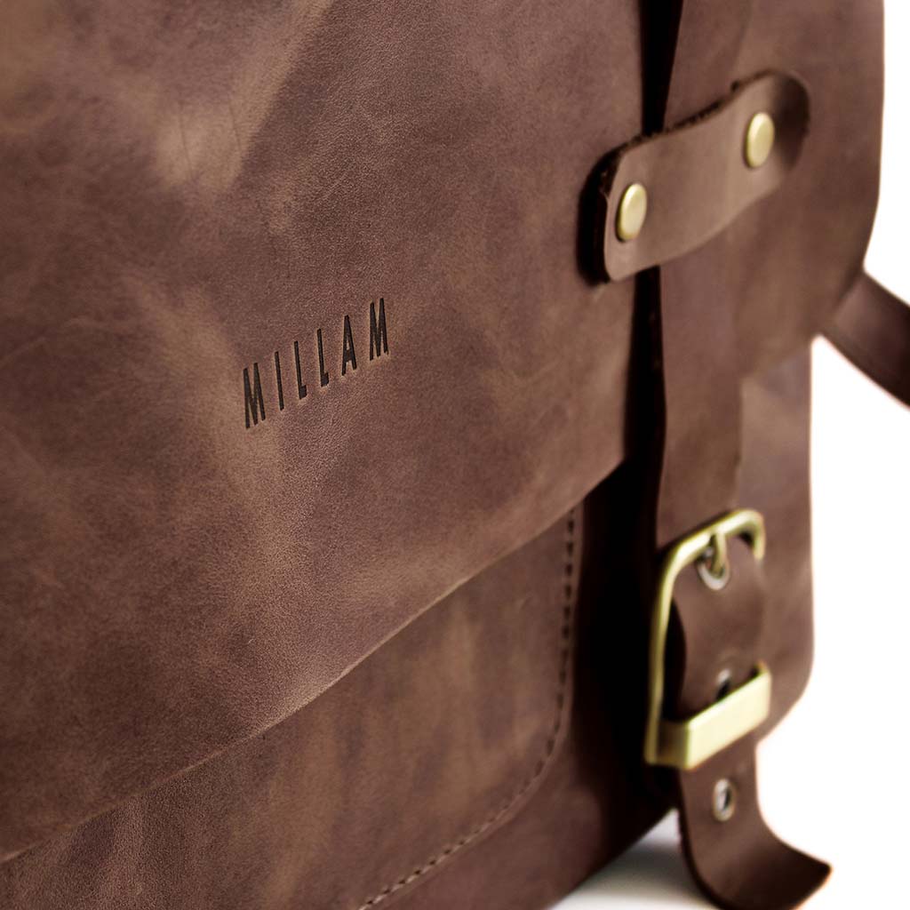 Maletín Bolso Mensajero Mujer Cuero Hombre Marrón Oscuro