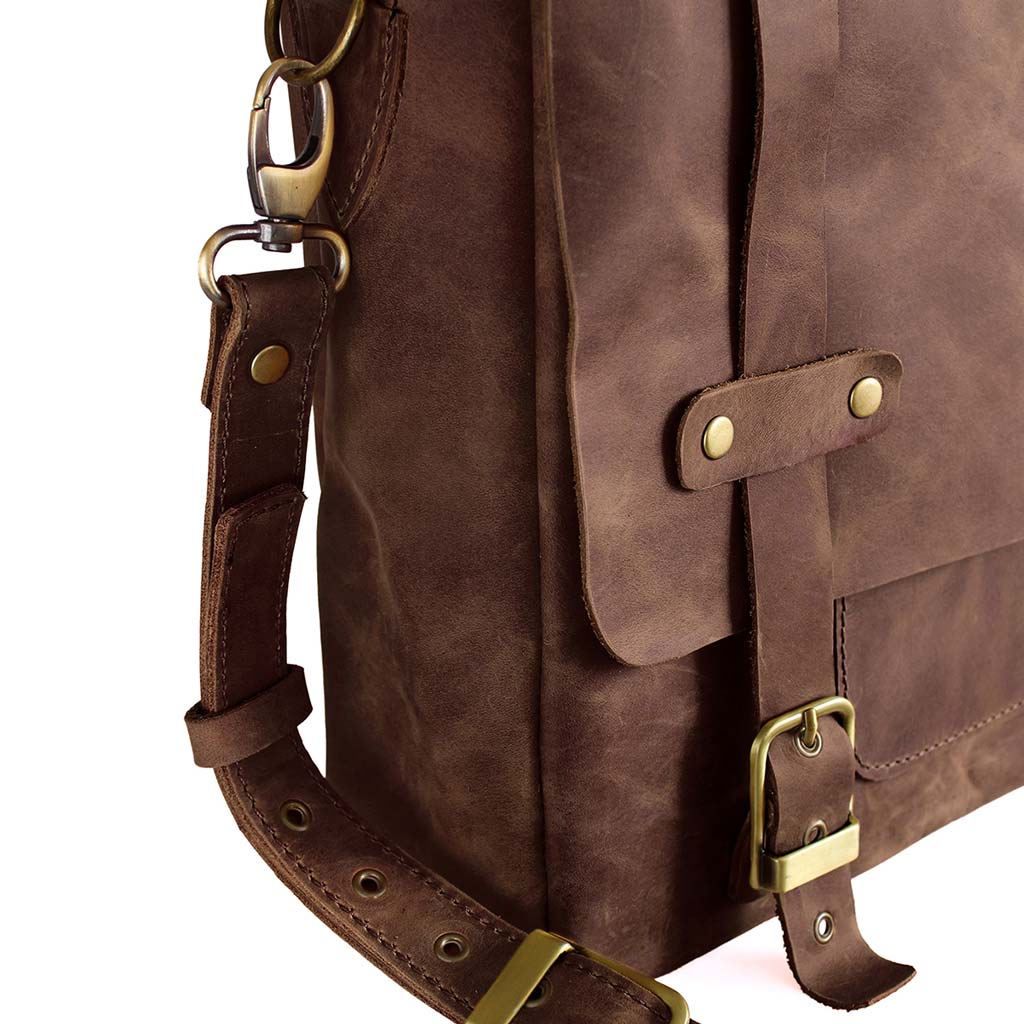 Maletín Bolso Mensajero Mujer Cuero Hombre Marrón Oscuro