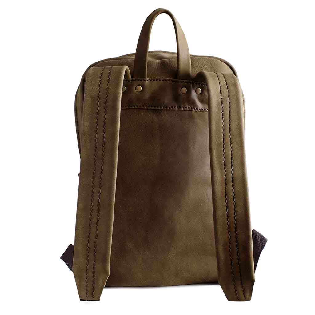 Mochila Cuero Hombre Mujer Notebook Marrón