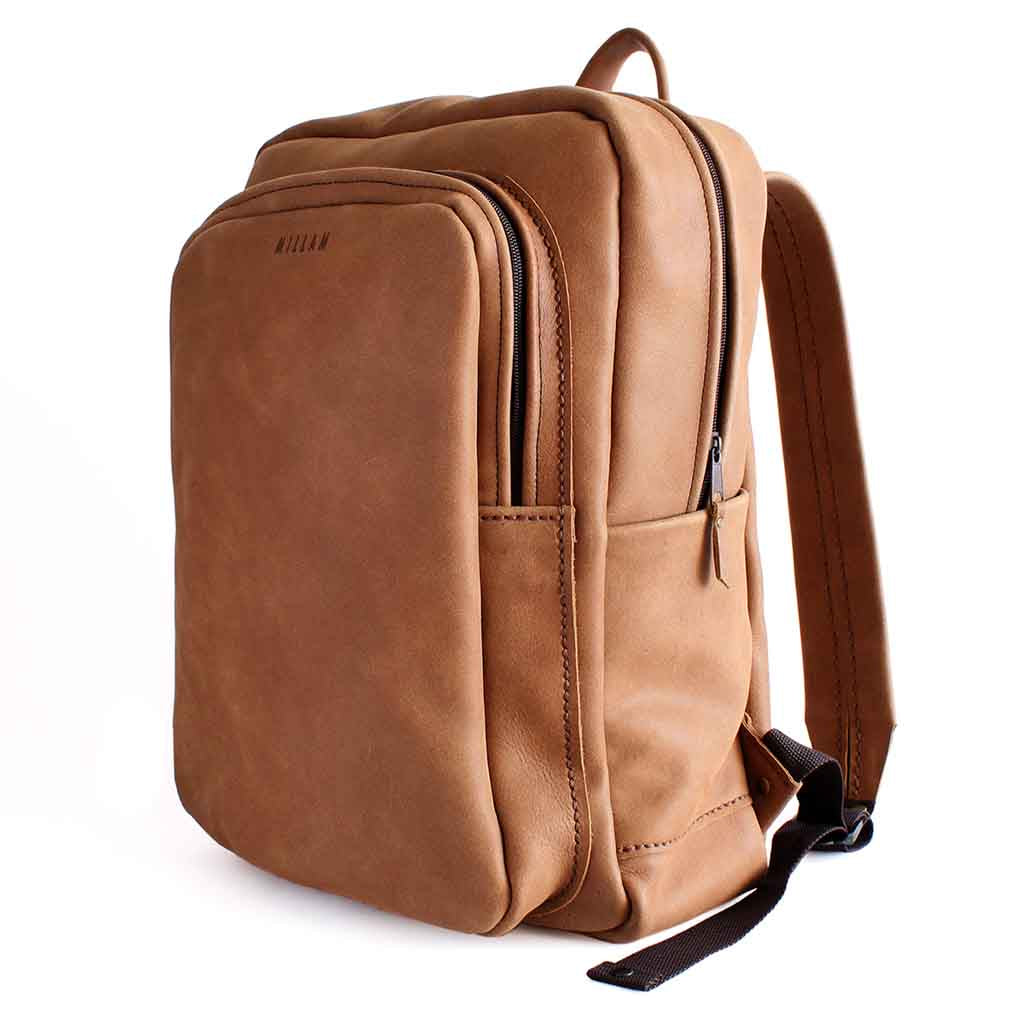 Mochila Cuero Mujer Hombre Café Morral Notebook