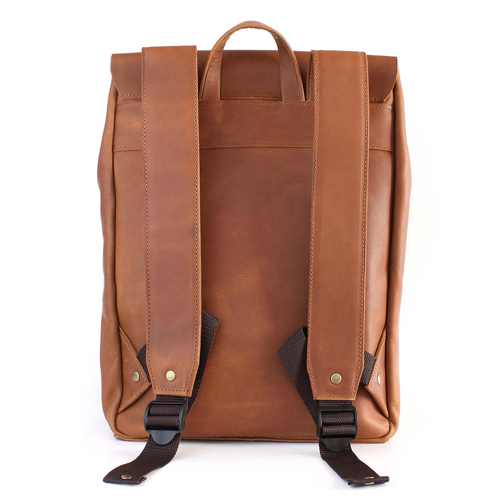 Mochila de Cuero Mujer Morral Mochila Notebook Hombre Café