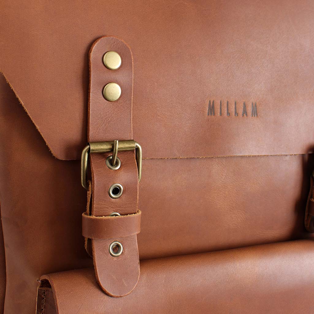 Mochila de Cuero Mujer Morral Mochila Notebook Hombre Café