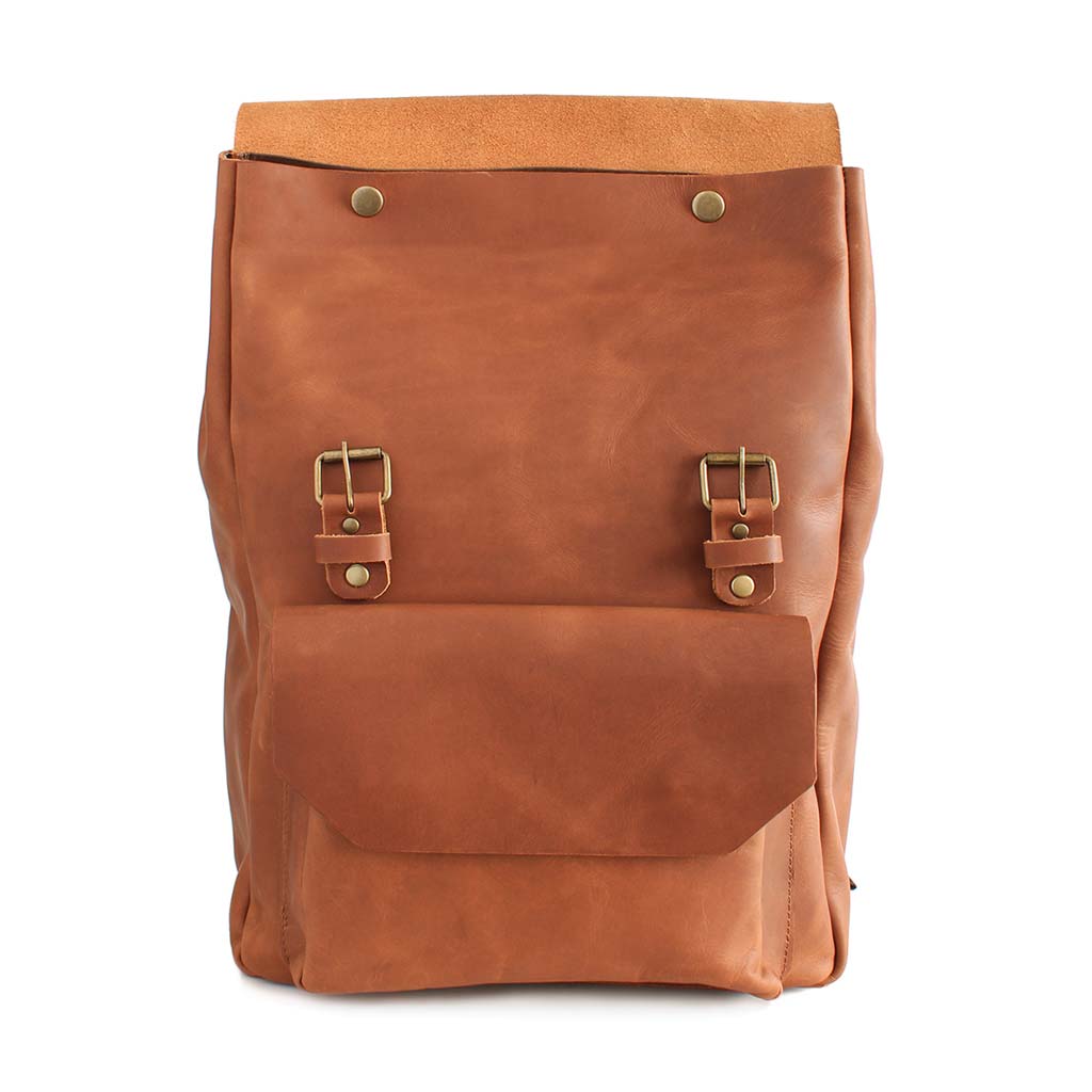Mochila de Cuero Mujer Morral Mochila Notebook Hombre Café