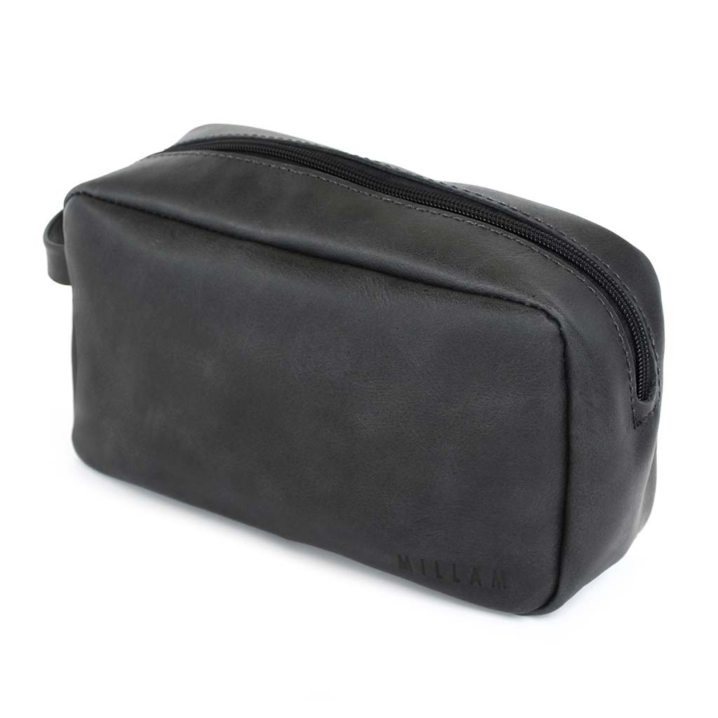 Neceser de Viaje Hombre Cosmetiquero Mujer Cuero Negro