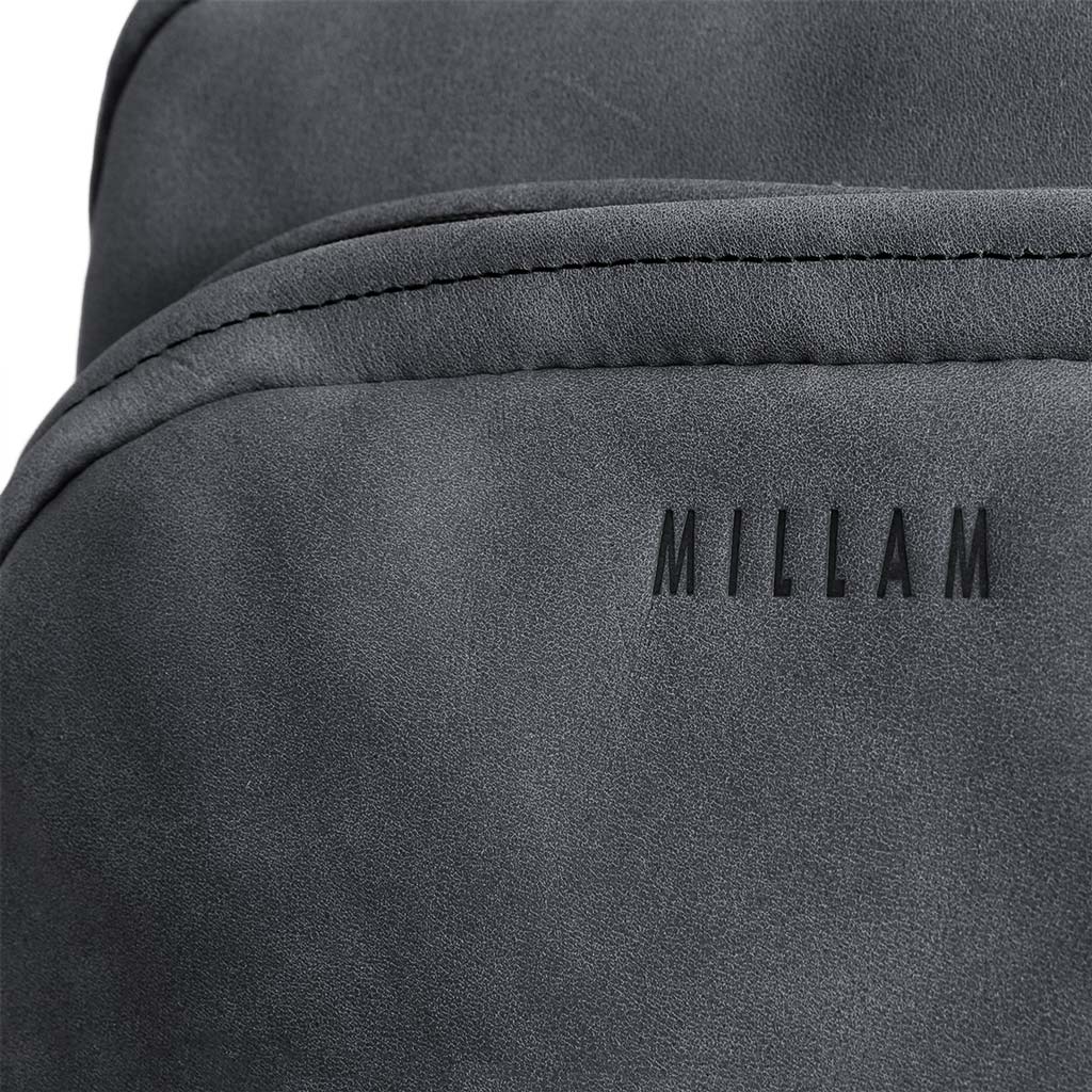 Mochila de Cuero Natural Negro Bolsillo Grande Frontal