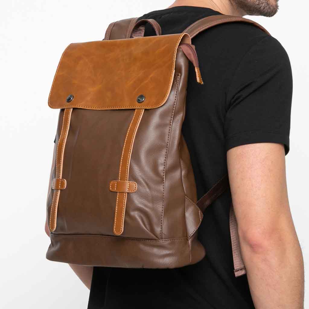 Mochila Bolso Ejecutivo Elegante Cuero Color Café