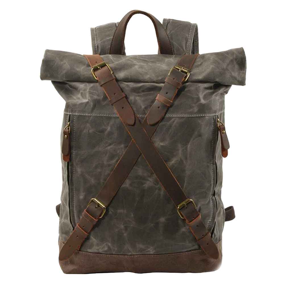 Mochila De Lona Con Cuero Juvenil Viajero Caballeros