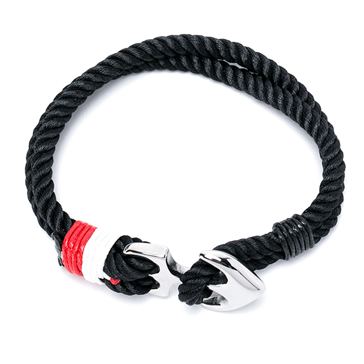 Pack 2 Pulseras de Piedra Volcánica y Cabeza de Buda y Pulsera Cuerda Negra con Ancla