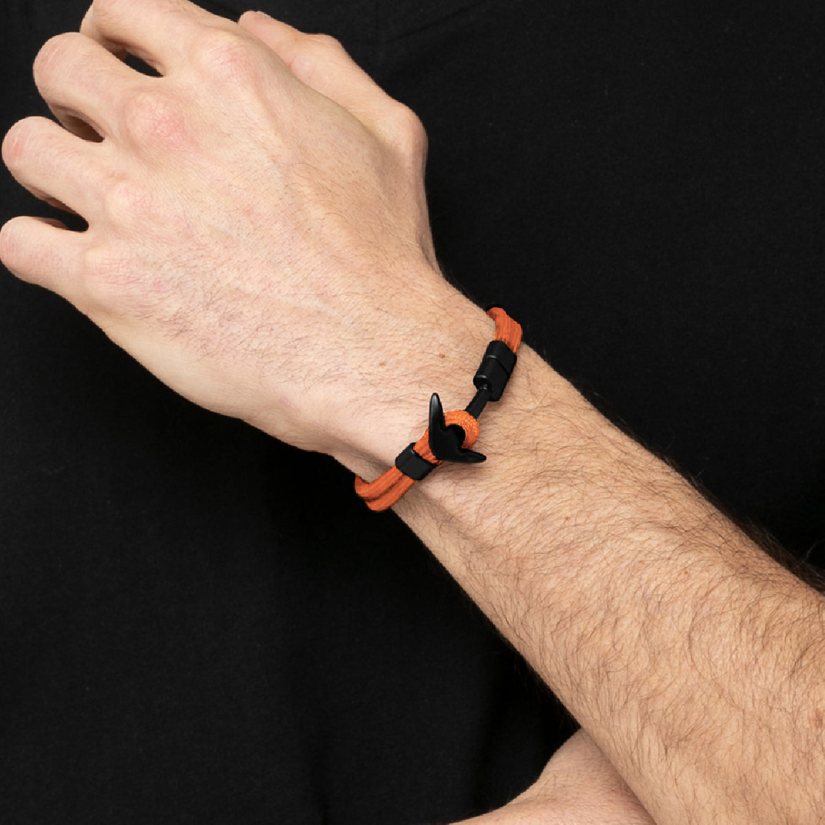 Pack 2 Pulsera de Piedra volcánica y Larvikita y Pulsera Outdoor Ancla Naranja