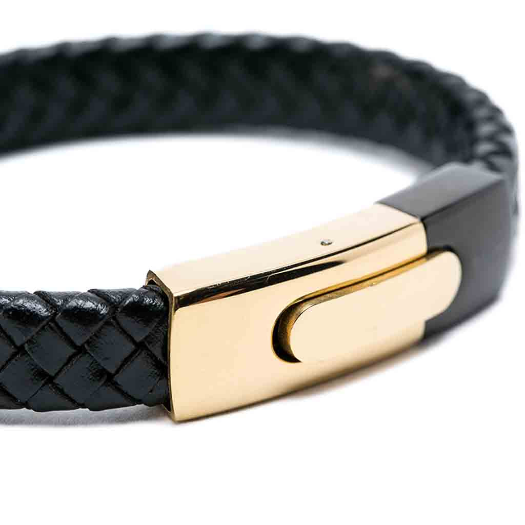 Pulsera Tejida De Cuero Con Broche De Lujo Hombre Caballero