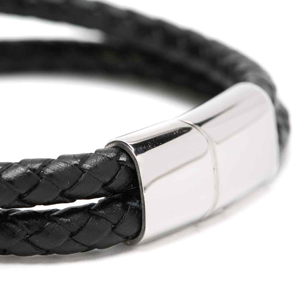 Pulsera Tejida De Cuero Con Broche Magnético Hombre Mujer