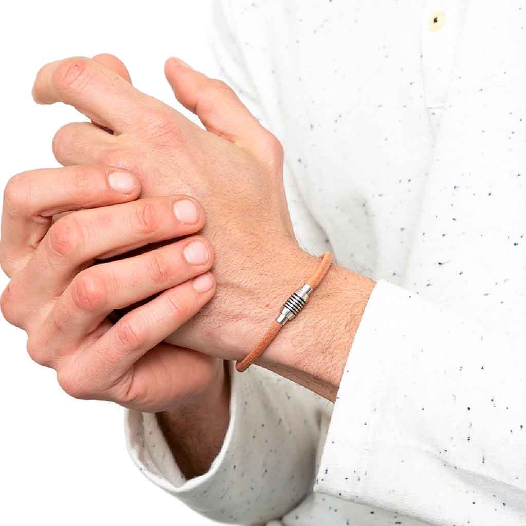 Pulsera de Cuero Circular Hombre Boche Imantado