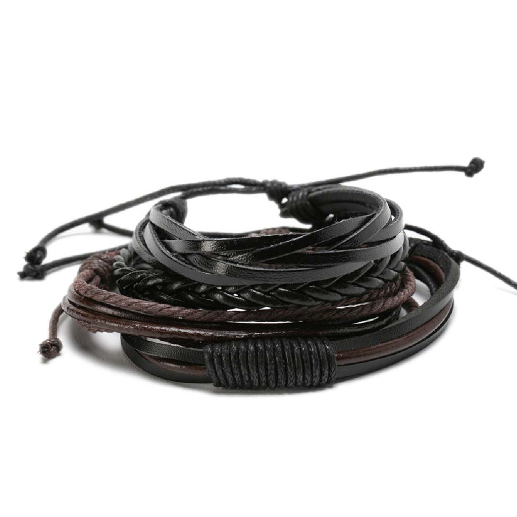 Pack Pulseras Cuero Hombre Mujer Brazaletes Ajustables x2