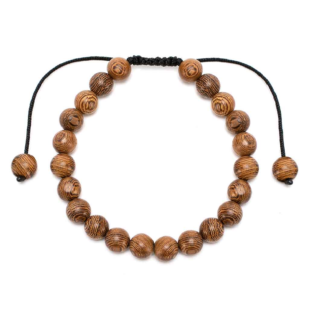 Pulseras Hombre Mujer Madera Natural Esferas Ajustable