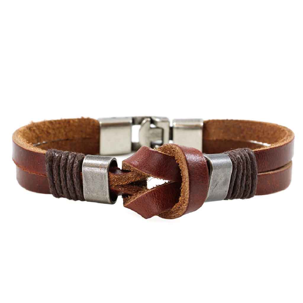 Pulsera De Cuero Hombre Infinito Y Acero Cuero Café